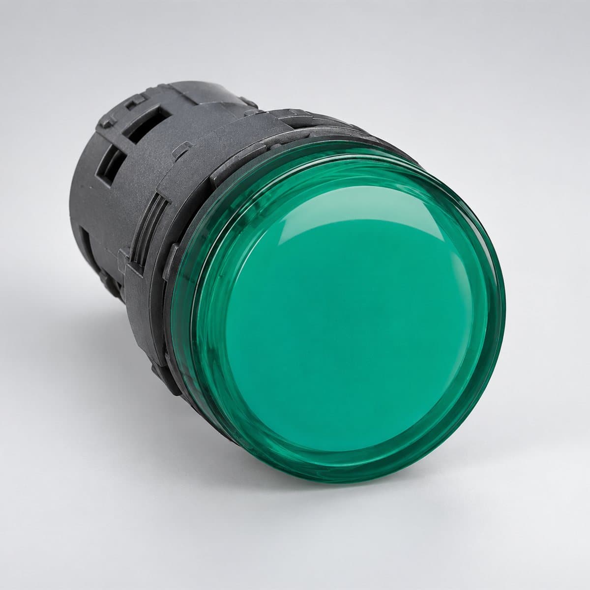 Đèn báo Harmony XA2 Ø22 Schneider chụp góc nghiêng 3/4, thấy rõ mặt và cạnh bên