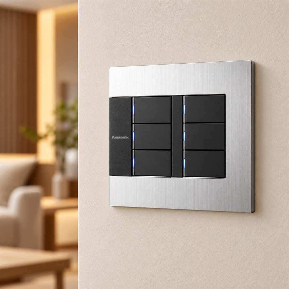 Bộ 6 công tắc có đèn báo Gen-X Panasonic đã lắp đặt trong nhà