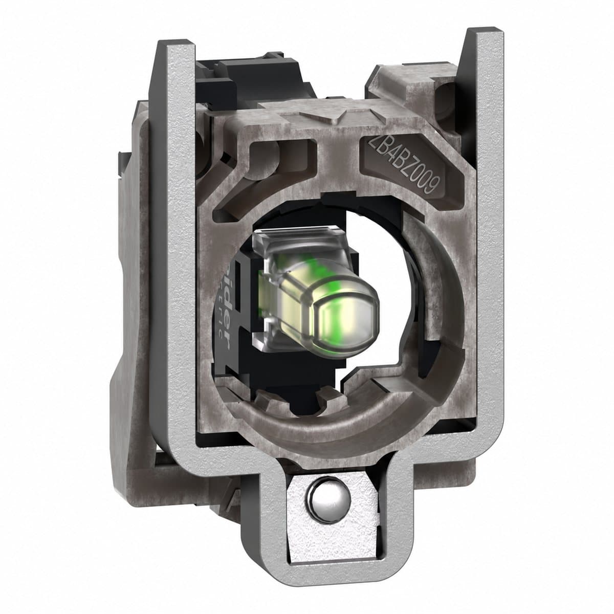 Thân đèn báo LED Harmony XB4 Schneider trên nền trắng, ảnh sản phẩm chính diện