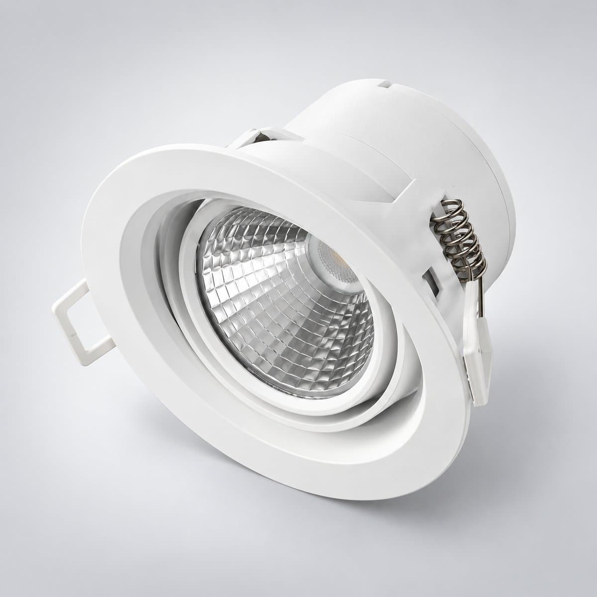 Đèn LED spotlight âm trần Pomeron Philips chụp góc nghiêng 3/4, thấy rõ thân và cạnh bên