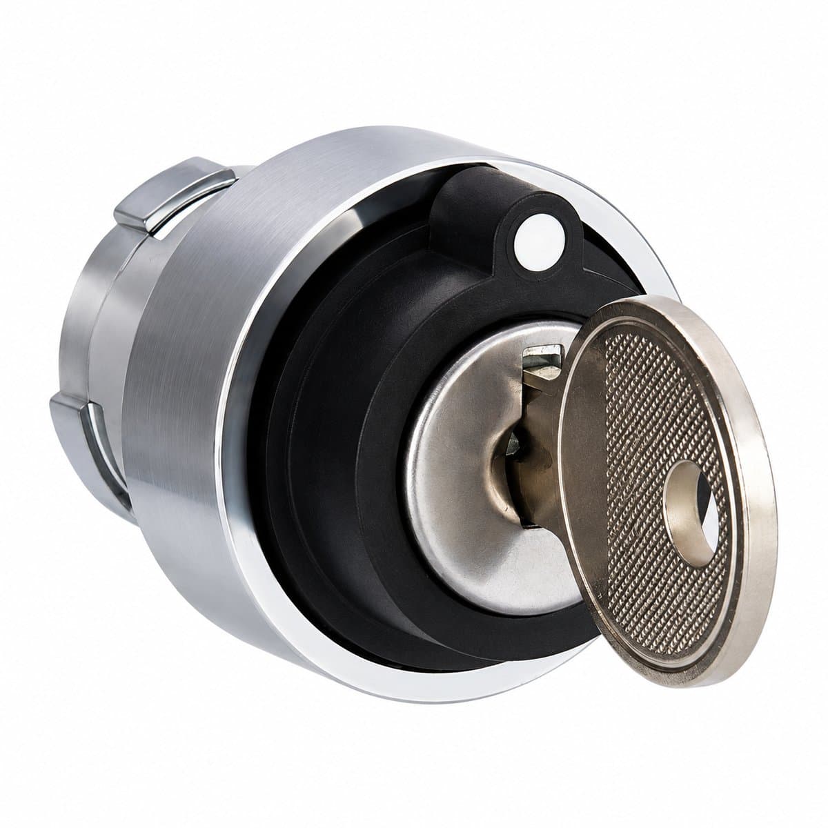 Đầu công tắc chìa khoá Easy Harmony XB2 Schneider trên nền trắng, ảnh sản phẩm chính diện