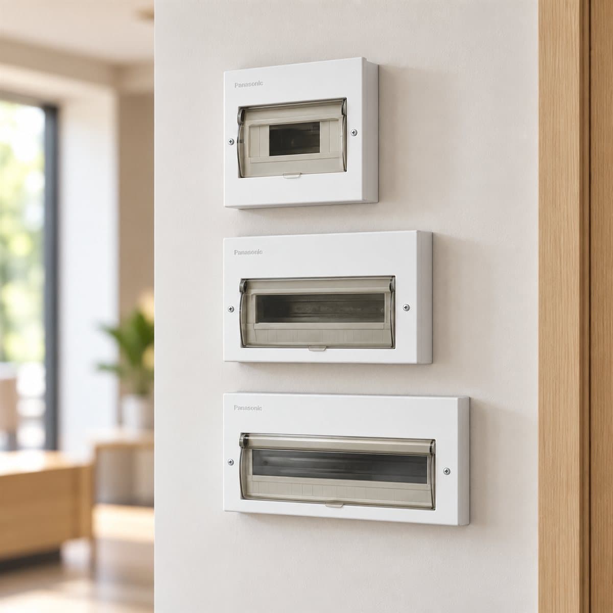 Tủ điện mặt - đế kim loại Panasonic đã lắp đặt trong nhà