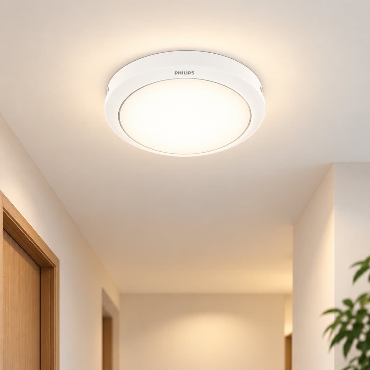 Đèn LED ốp nổi Eridani Philips đã lắp đặt, đang chiếu sáng
