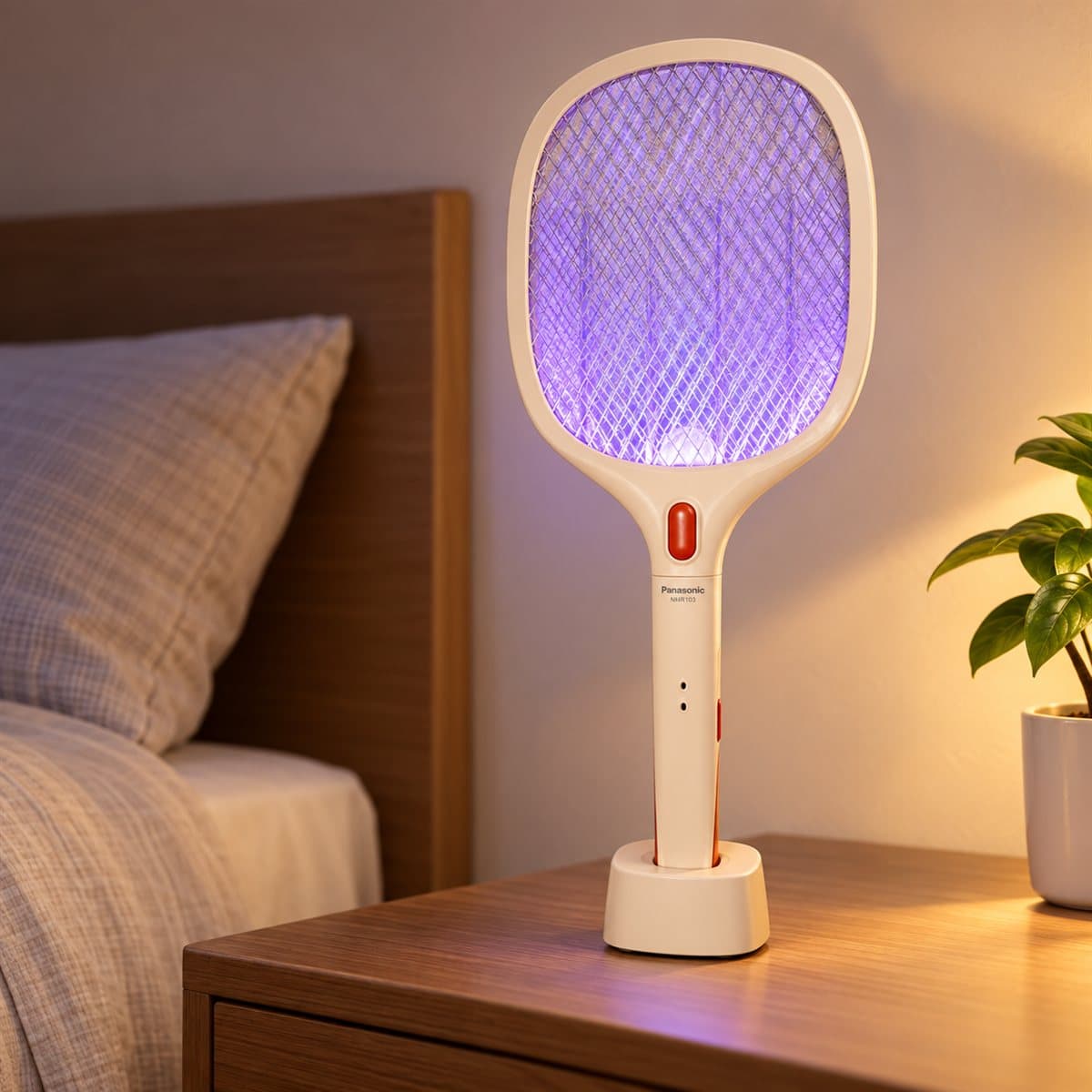 Vợt muỗi NMR103 Panasonic đã lắp đặt, đang chiếu sáng