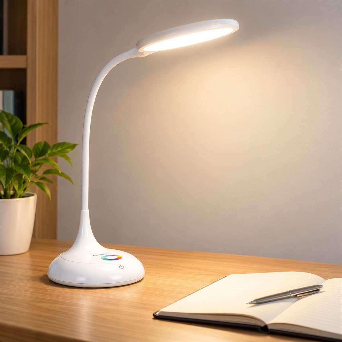 Đèn bàn LED Nessa NDKR908 Panasonic đã lắp đặt, đang chiếu sáng