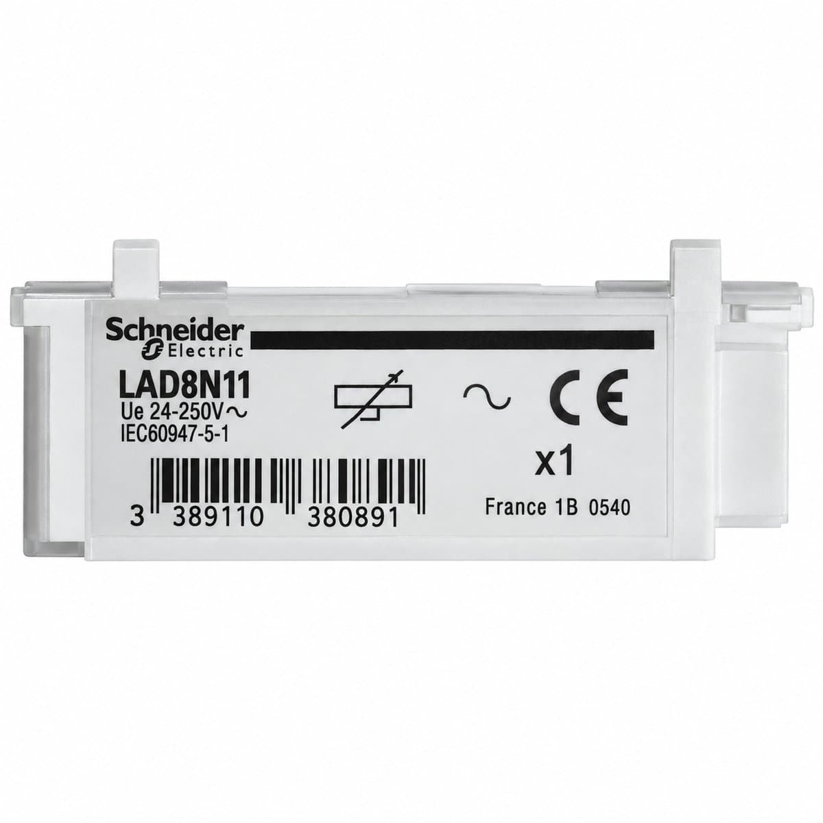 Phụ kiện TeSys LC1D Schneider trên nền trắng, ảnh sản phẩm chính diện