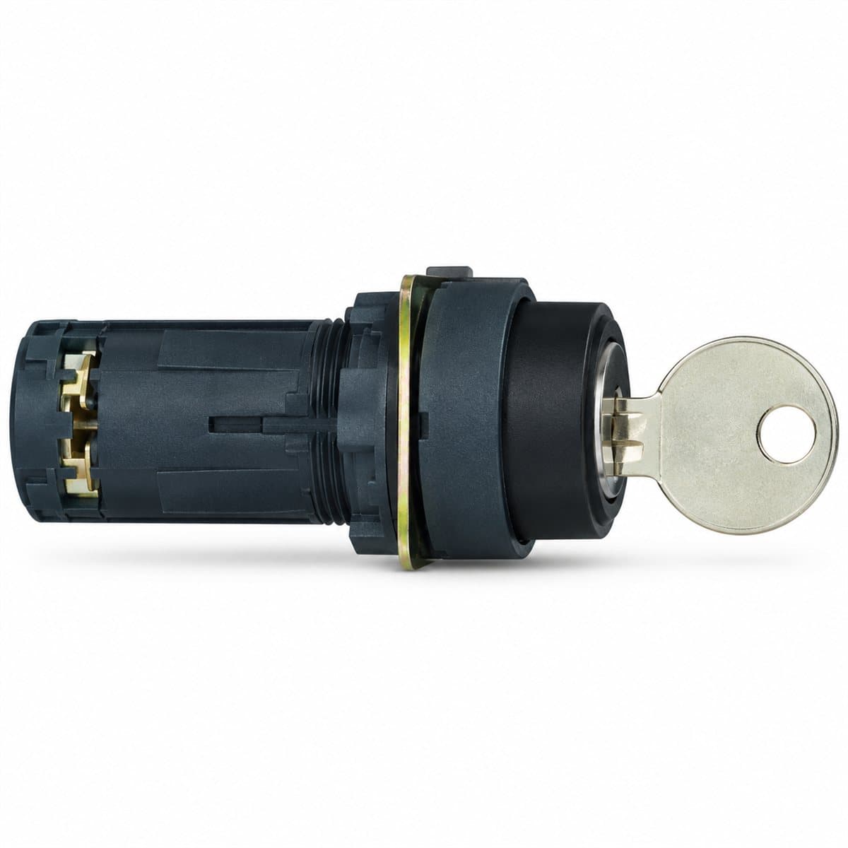 Công tắc chìa khoá Ronis 455 Harmony XB7 Ø22 Schneider trên nền trắng, ảnh sản phẩm chính diện