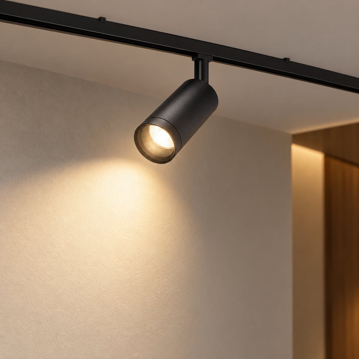 Đèn rọi ray nam châm Trackline Spotlight Philips đã lắp đặt, đang chiếu sáng