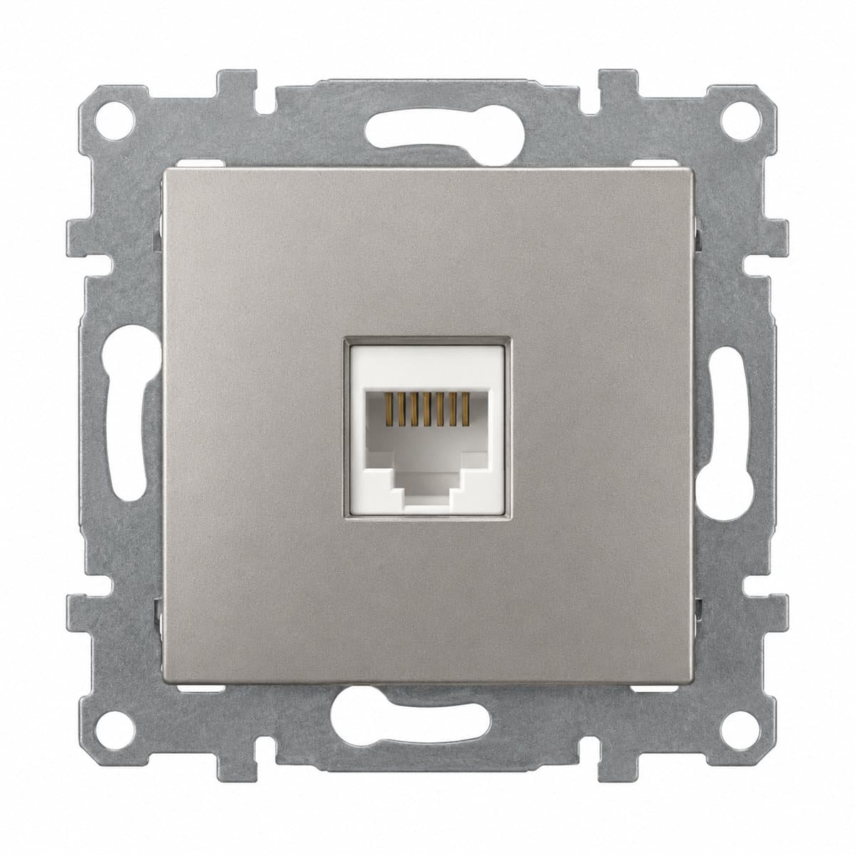 Ổ cắm mạng cat5e đơn Mallia Senses Legrand trên nền trắng, ảnh sản phẩm chính diện