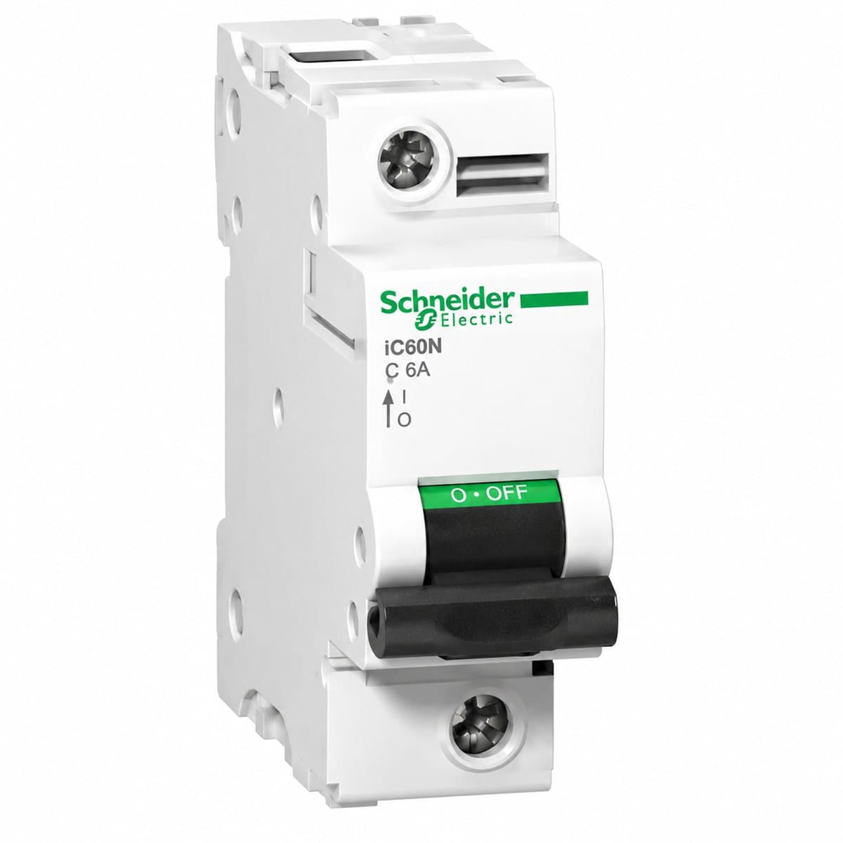 MCB Acti9 C120N Schneider trên nền trắng, ảnh sản phẩm chính diện