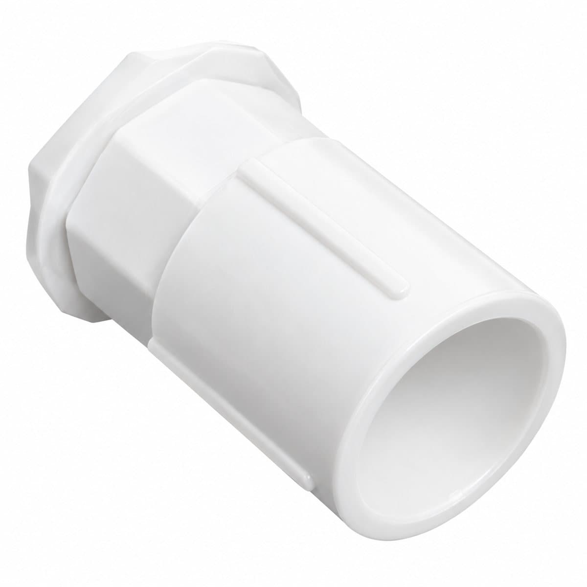 Đầu và khớp nối ren ống luồn dây Panasonic trên nền trắng, ảnh sản phẩm chính diện
