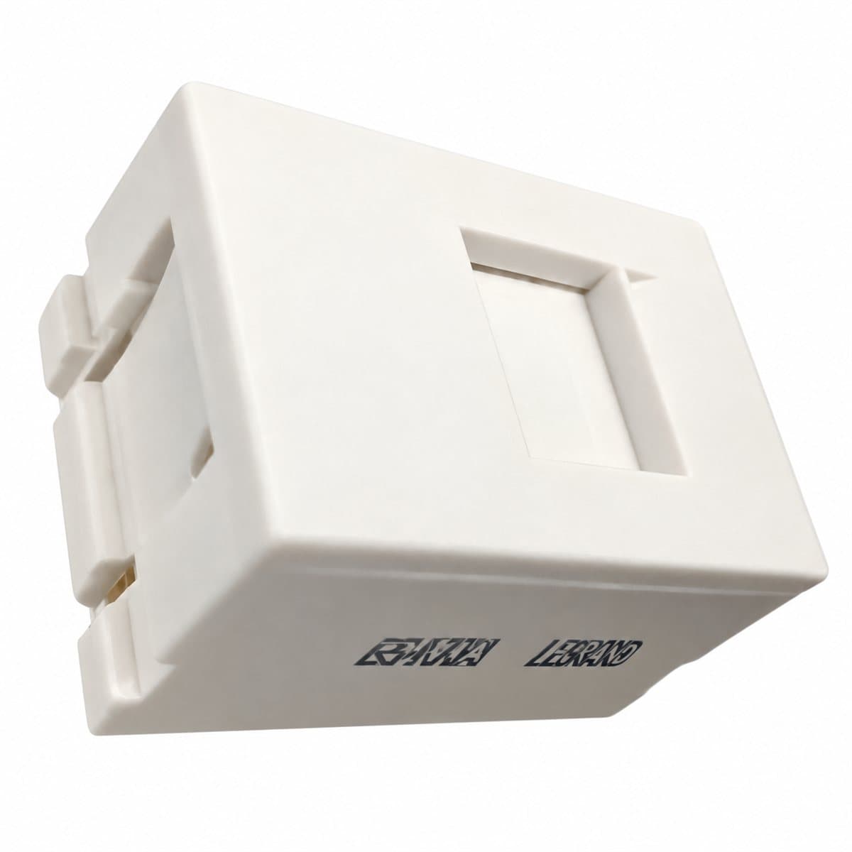 Ổ cắm điện thoại, 1 mô-đun Rivia Legrand trên nền trắng, ảnh sản phẩm chính diện