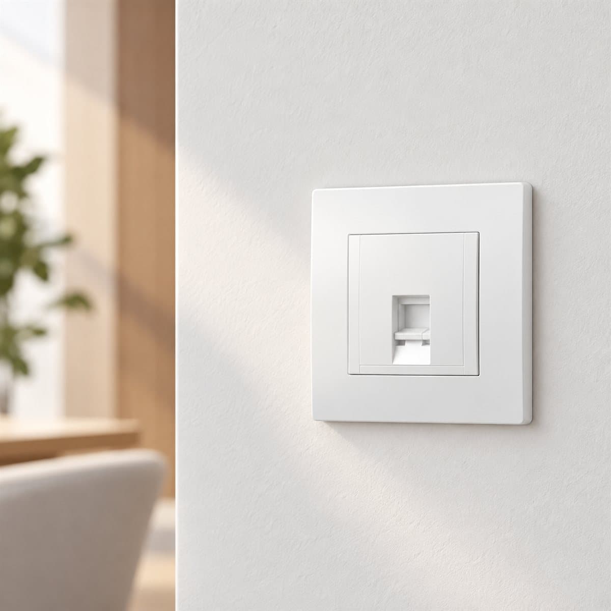 Ổ mạng đơn Vivace Schneider đã lắp đặt trong nhà