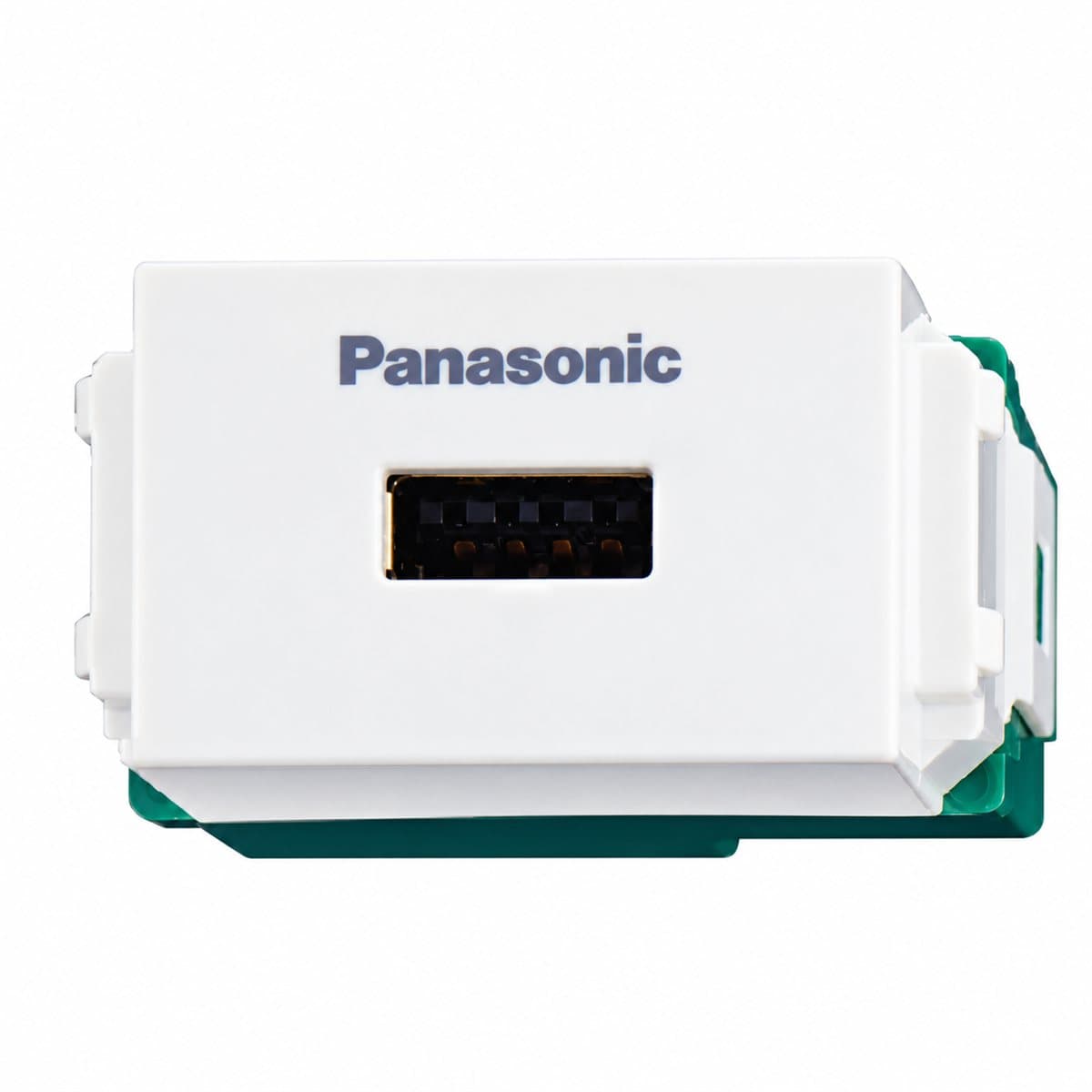 Ổ cắm USB 1 cổng Full Color Wide Panasonic trên nền trắng, ảnh sản phẩm chính diện
