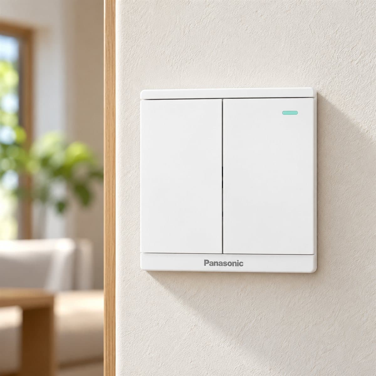 Bộ 2 công tắc B, 1 chiều, dạ quang Moderva Panasonic đã lắp đặt trong nhà