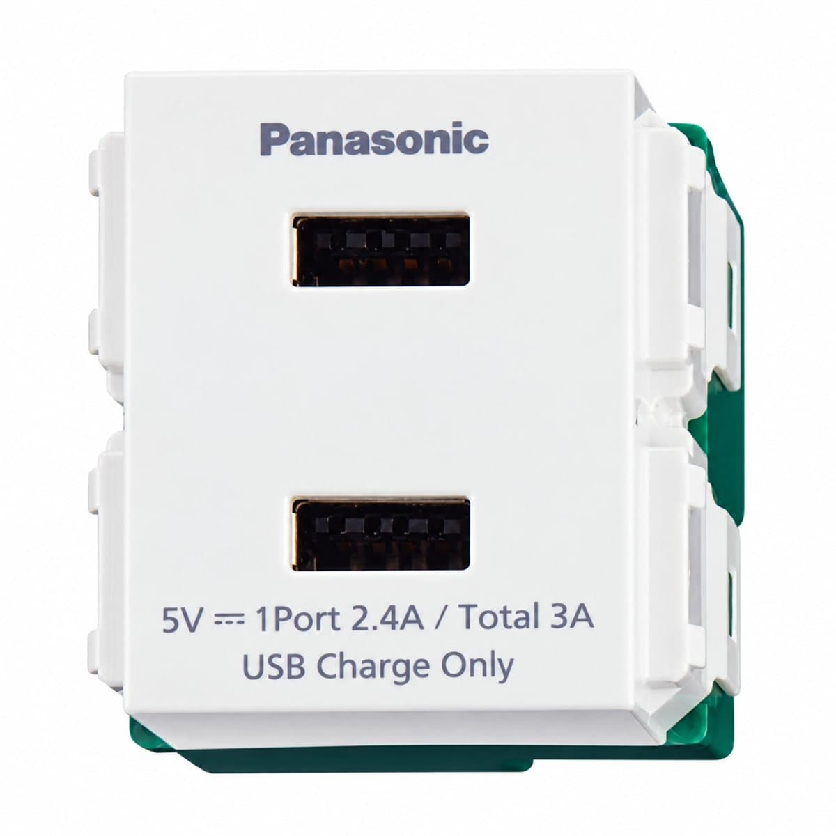 Ổ cắm USB 2 cổng Full Color Wide Panasonic trên nền trắng, ảnh sản phẩm chính diện