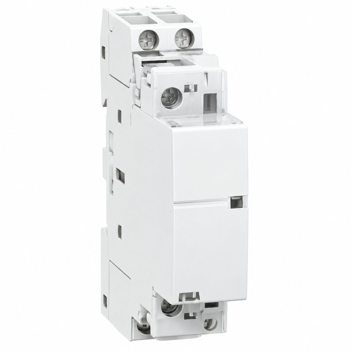 Contactor mô-đun Acti9 iCT Schneider trên nền trắng, ảnh sản phẩm chính diện