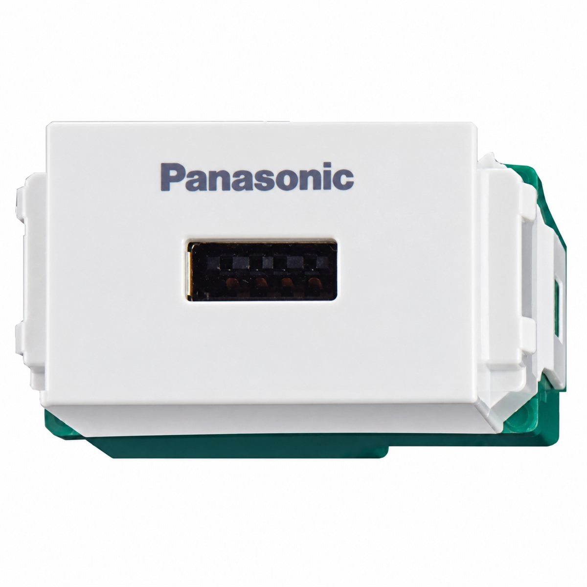 Ổ cắm sạc USB 1 cổng, bắt vít Halumie Panasonic trên nền trắng, ảnh sản phẩm chính diện
