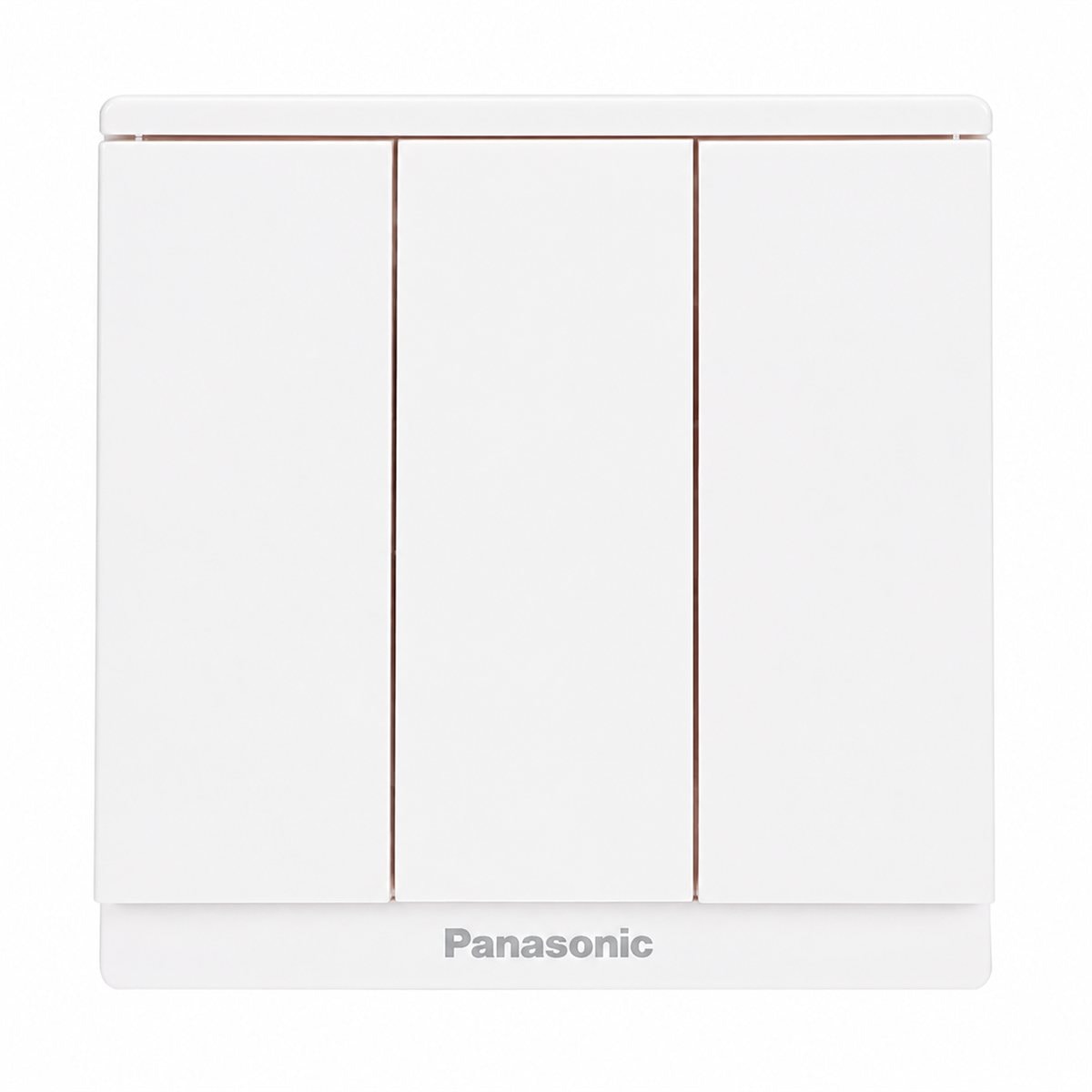 Bộ 3 công tắc B, 1 chiều, bắt vít Moderva Panasonic trên nền trắng, ảnh sản phẩm chính diện