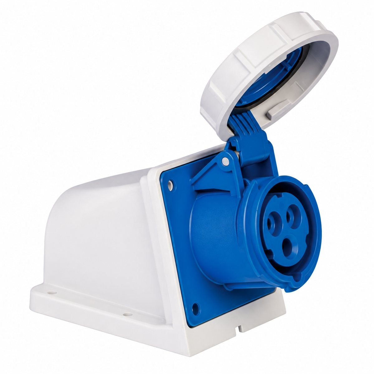 Ổ cắm gắn nổi công nghiệp P17 Tempra Pro IP67 Legrand trên nền trắng, ảnh sản phẩm chính diện