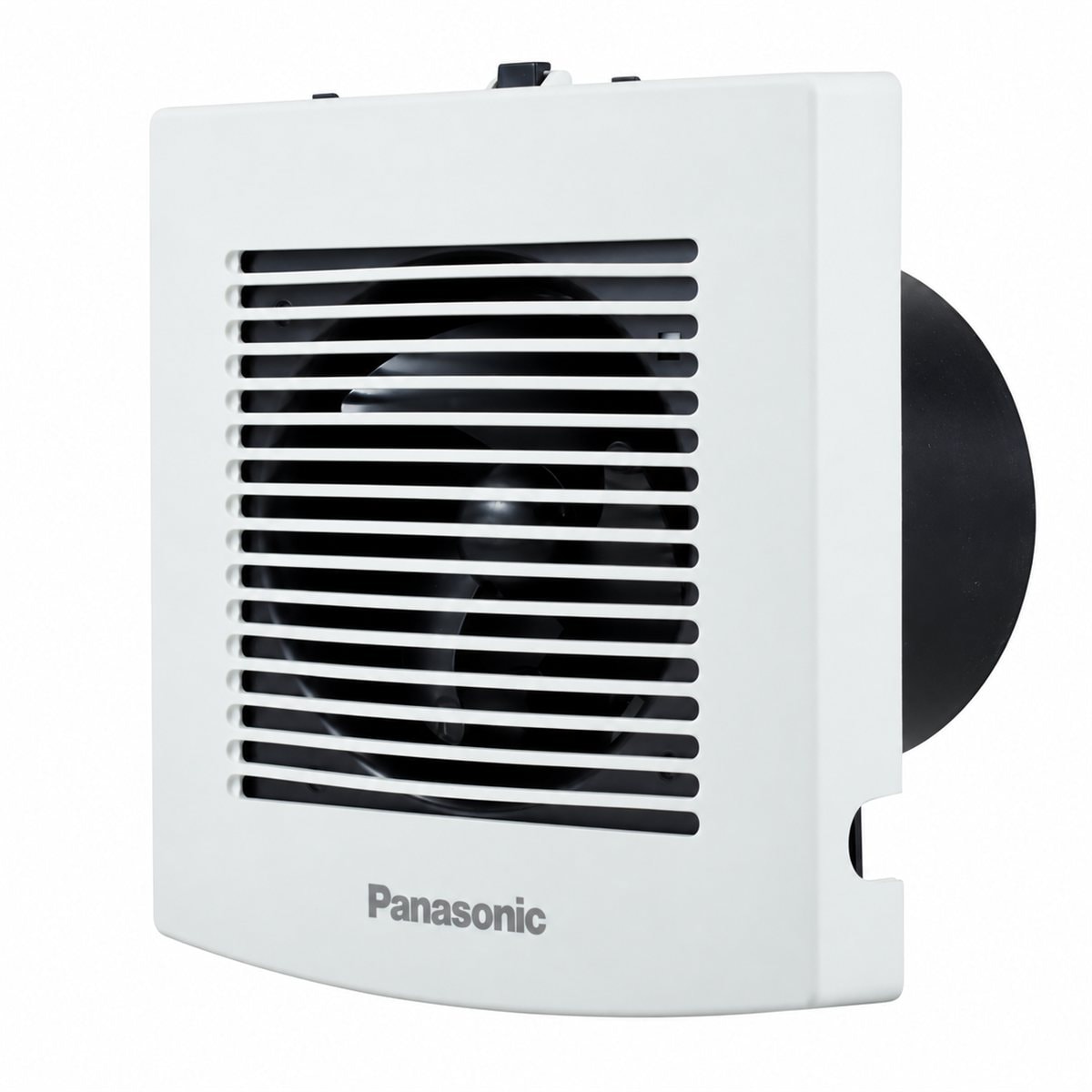 Quạt hút nhà tắm không có lá lật Panasonic trên nền trắng, ảnh sản phẩm chính diện