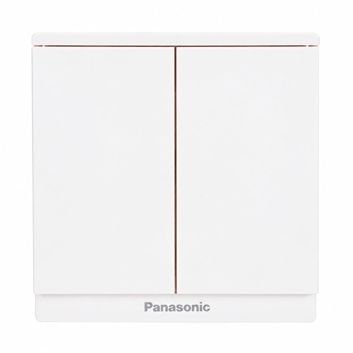 Bộ 2 công tắc B, 1 chiều, bắt vít Moderva Panasonic trên nền trắng, ảnh sản phẩm chính diện