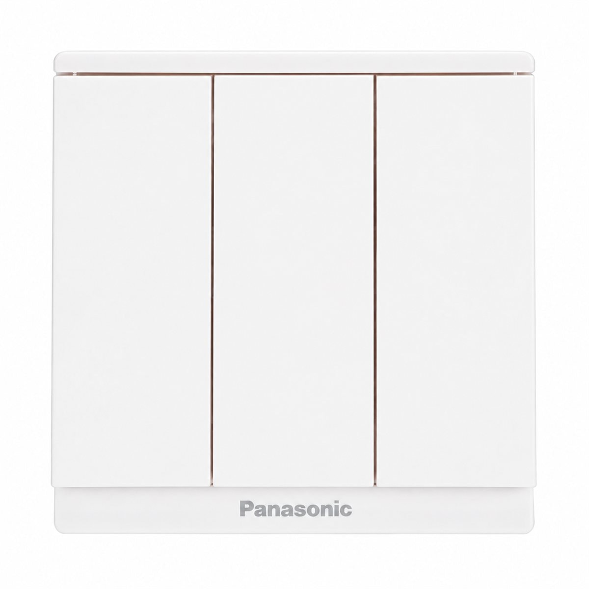 Bộ 3 công tắc C, 2 chiều, bắt vít Moderva Panasonic trên nền trắng, ảnh sản phẩm chính diện