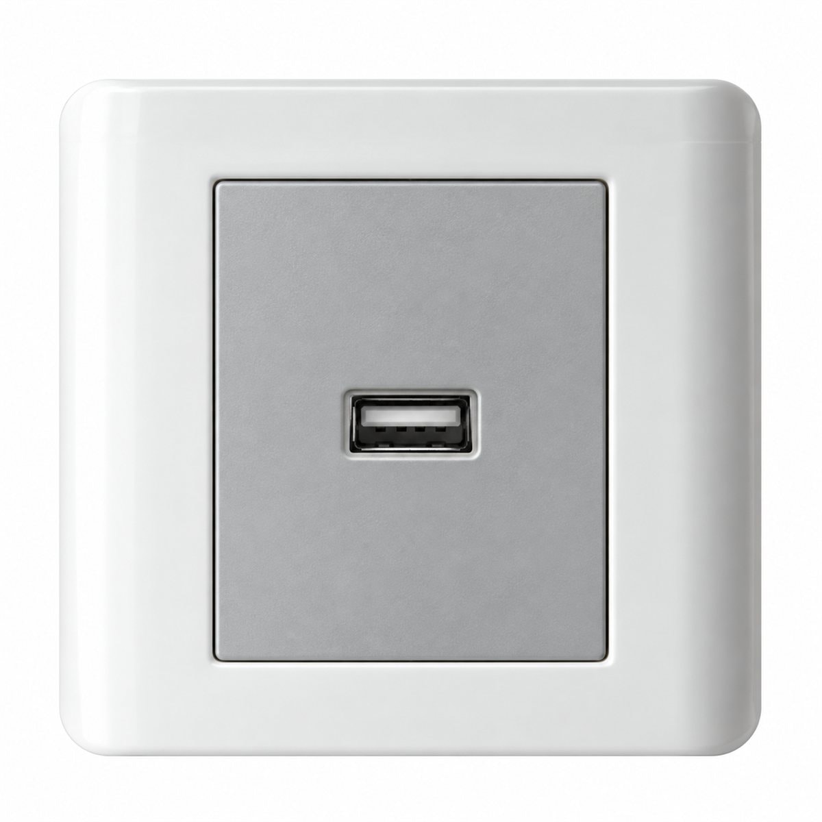 Ổ sạc USB đơn 2.1A ZENcelo Schneider trên nền trắng, ảnh sản phẩm chính diện
