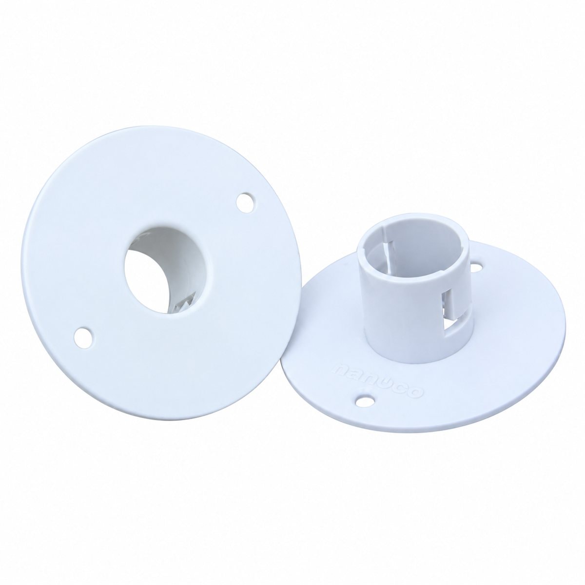 Nắp đậy hộp nối tròn dùng chung với ống mềm PVC ống luồn dây Panasonic trên nền trắng, ảnh sản phẩm chính diện