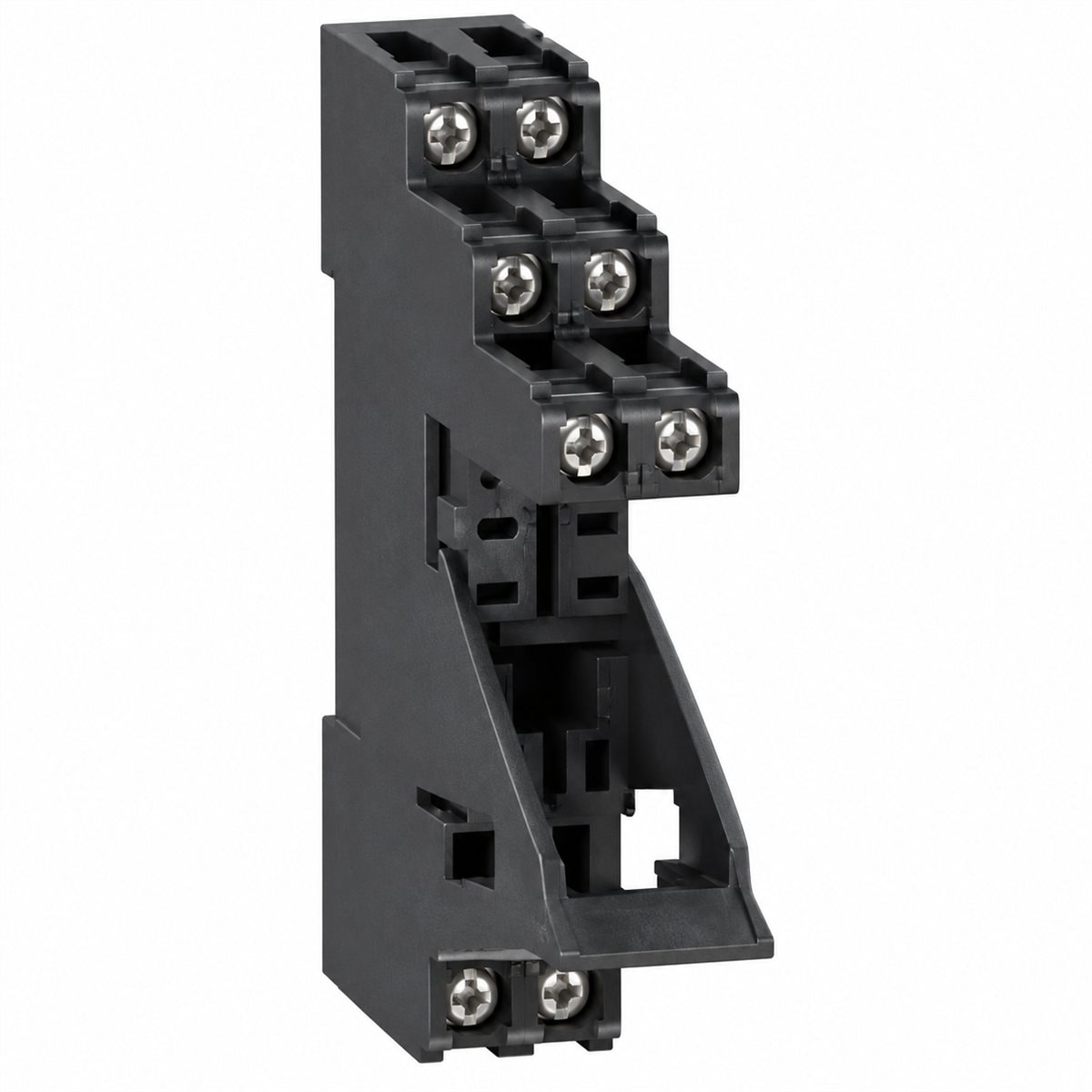 Đế RGZ cho rơ le Harmony RXG Schneider trên nền trắng, ảnh sản phẩm chính diện