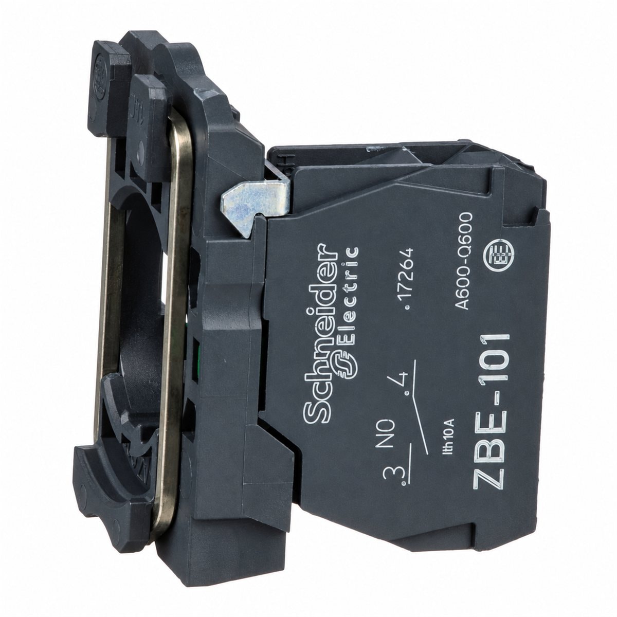 Thân nút nhấn Harmony XB5 Schneider trên nền trắng, ảnh sản phẩm chính diện