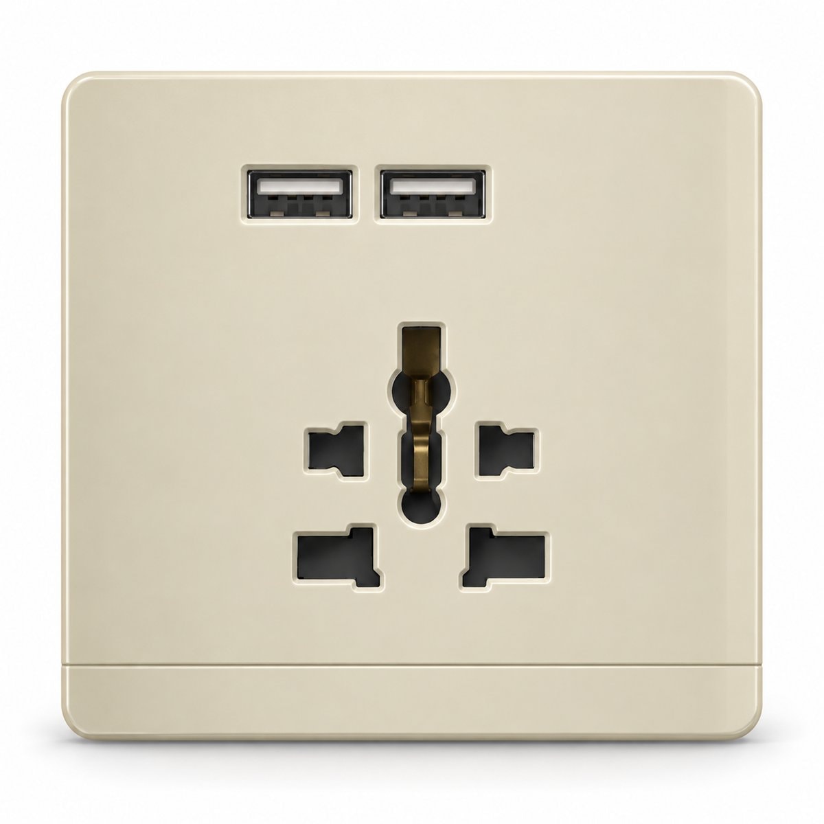 Ổ cắm đa năng + sạc USB AvatarOn Schneider trên nền trắng, ảnh sản phẩm chính diện