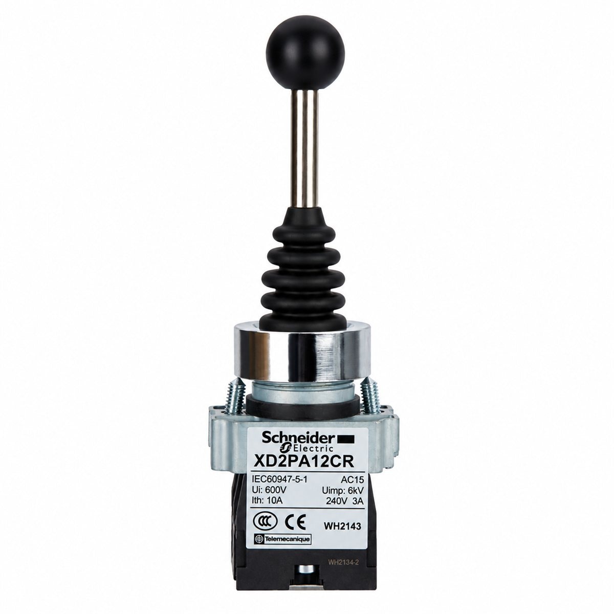 Tay điều khiển Joystick Easy Harmony XD2 Schneider trên nền trắng, ảnh sản phẩm chính diện