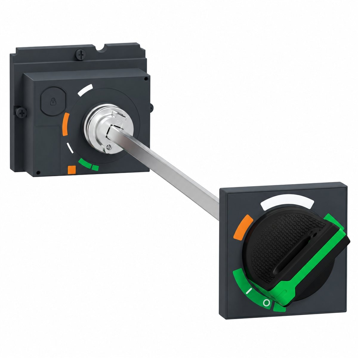 Tay xoay nối dài, cần thu gọn cho MCCB ComPacT NSX Schneider trên nền trắng, ảnh sản phẩm chính diện