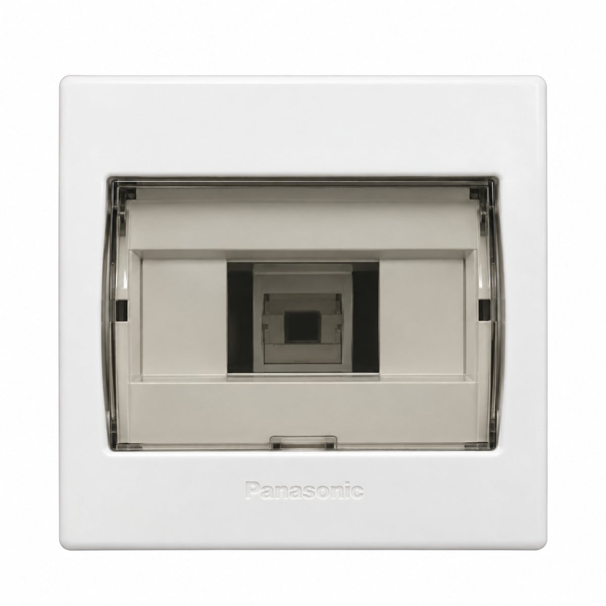 Tủ điện mặt - đế nhựa Panasonic trên nền trắng, ảnh sản phẩm chính diện