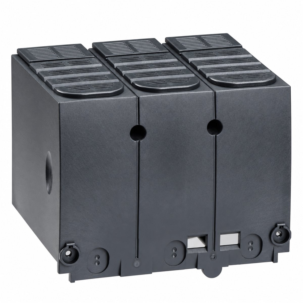 Nắp che đầu cực dài cho MCCB ComPacT NSX Schneider trên nền trắng, ảnh sản phẩm chính diện