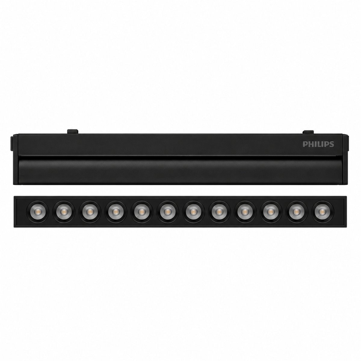 Đèn ray nam châm Trackline Adjustable Linear Spotlight Philips trên nền trắng, ảnh sản phẩm chính diện
