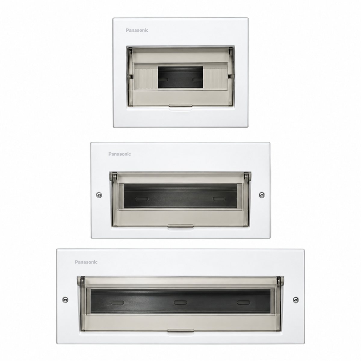 Tủ điện mặt - đế kim loại Panasonic trên nền trắng, ảnh sản phẩm chính diện