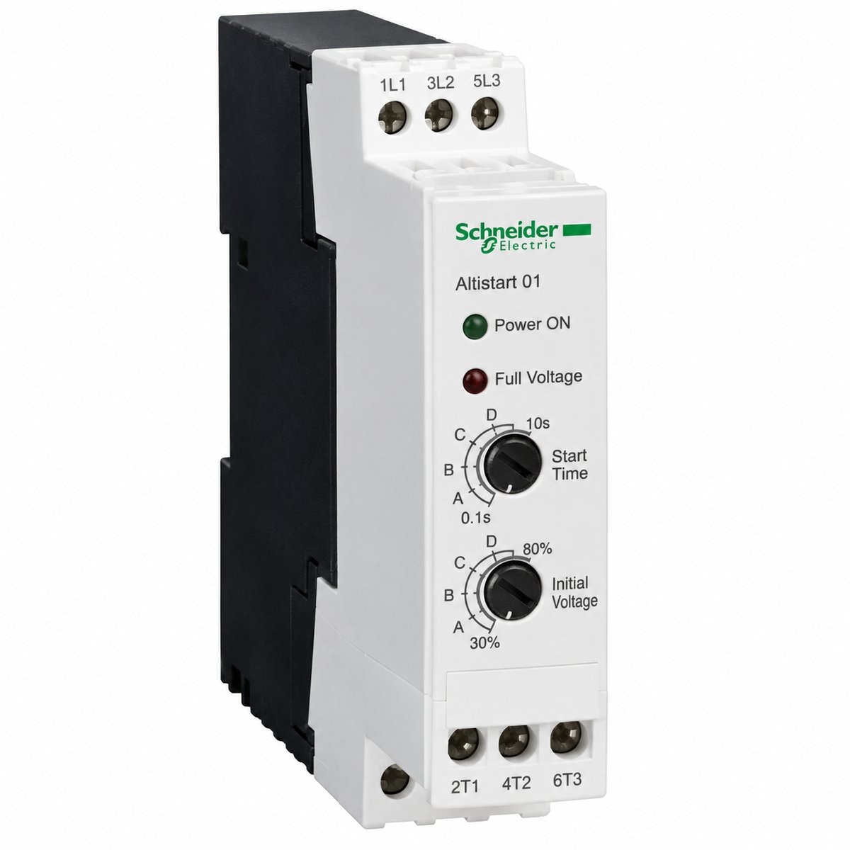 Khởi động mềm Altistart 01 Schneider trên nền trắng, ảnh sản phẩm chính diện