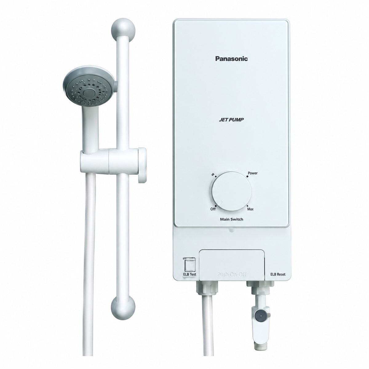 Máy nước nóng trực tiếp dòng tiêu chuẩn Panasonic trên nền trắng, ảnh sản phẩm chính diện