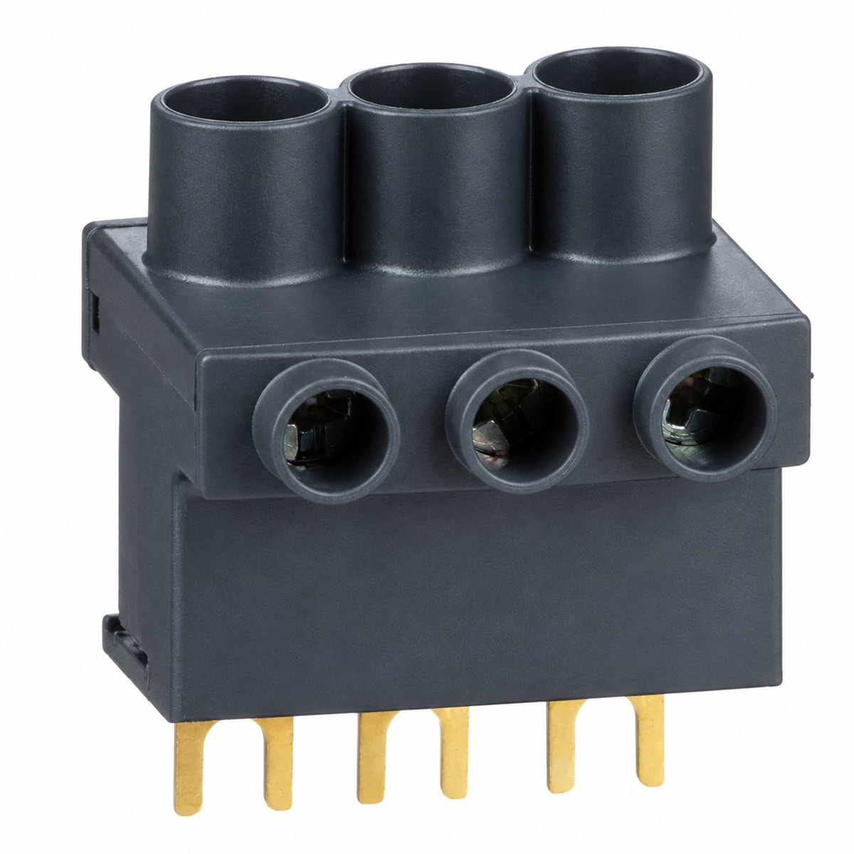 Phụ kiện TeSys GV2 GV1G09 Schneider trên nền trắng, ảnh sản phẩm chính diện