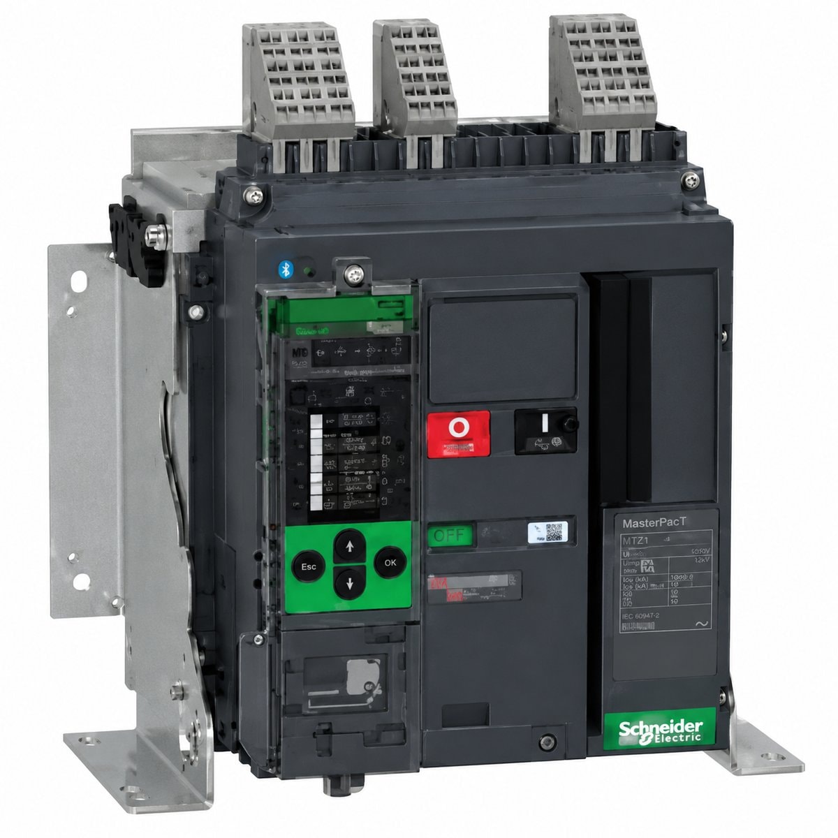 ACB MasterPacT MTZ1 Active 630-1600A Schneider trên nền trắng, ảnh sản phẩm chính diện