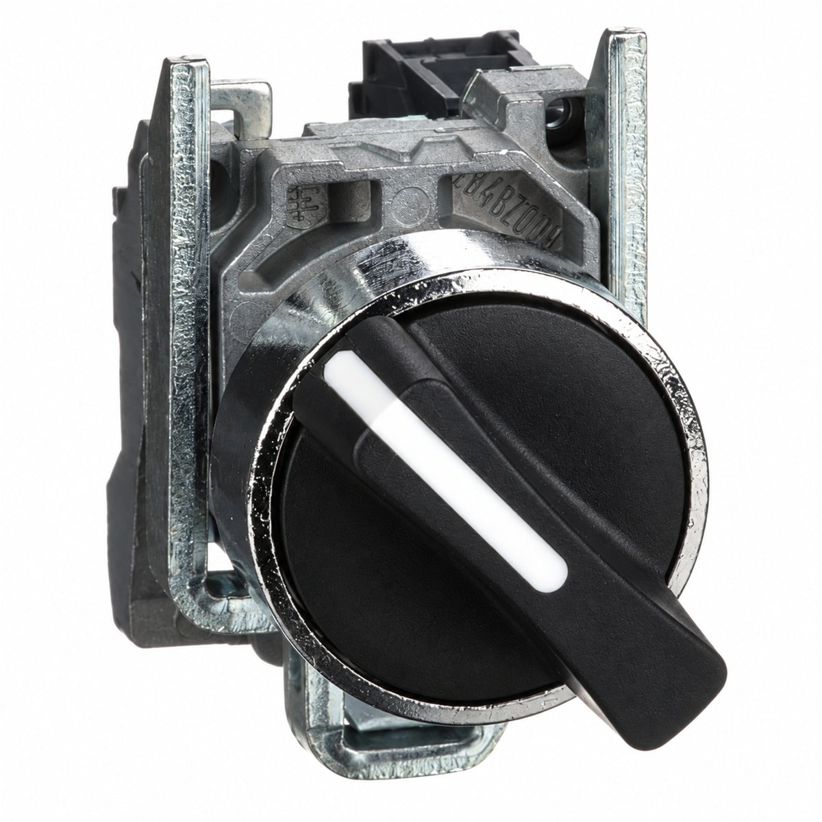 Công tắc xoay tay nắm chuẩn trọn bộ Harmony XB4 Schneider trên nền trắng, ảnh sản phẩm chính diện