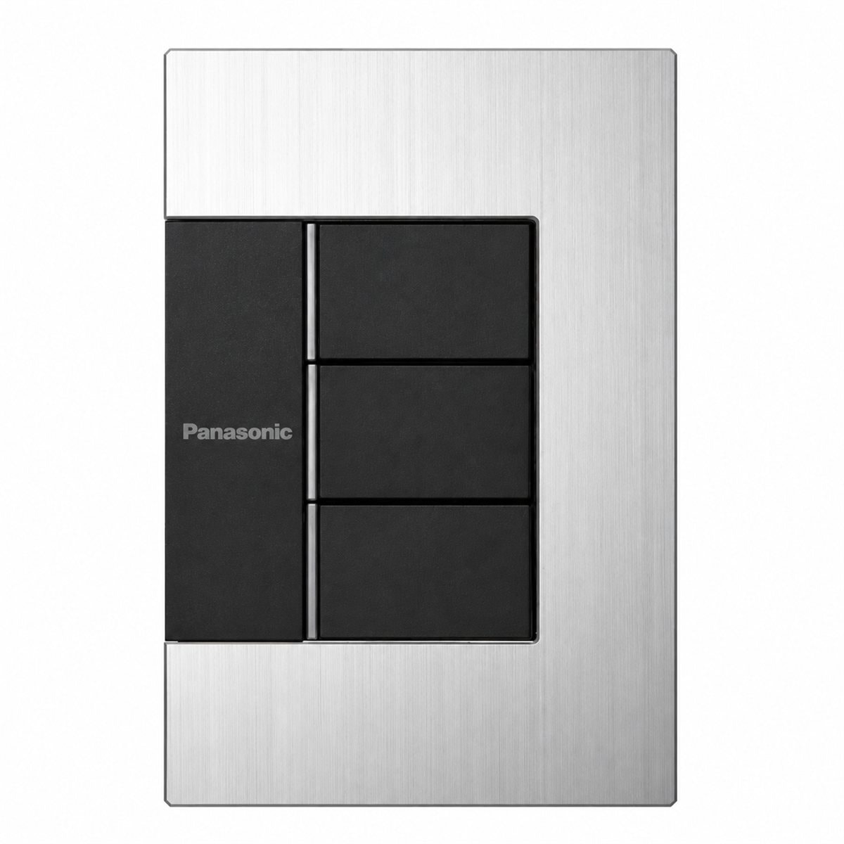 Bộ 3 công tắc có đèn báo Gen-X Panasonic trên nền trắng, ảnh sản phẩm chính diện