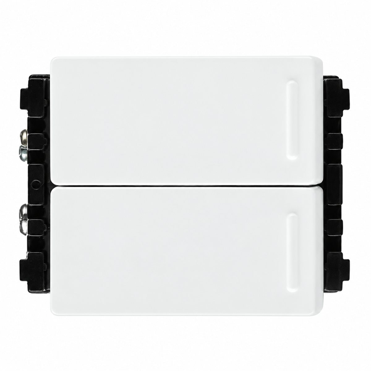 Công tắc B, 1 chiều, loại đôi, cỡ trung, bắt vít Halumie Panasonic trên nền trắng, ảnh sản phẩm chính diện