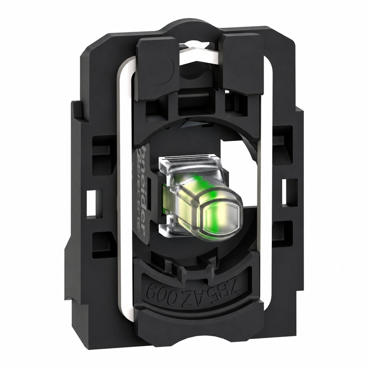 Thân đèn báo Harmony XB5 Ø22 Schneider trên nền trắng, ảnh sản phẩm chính diện