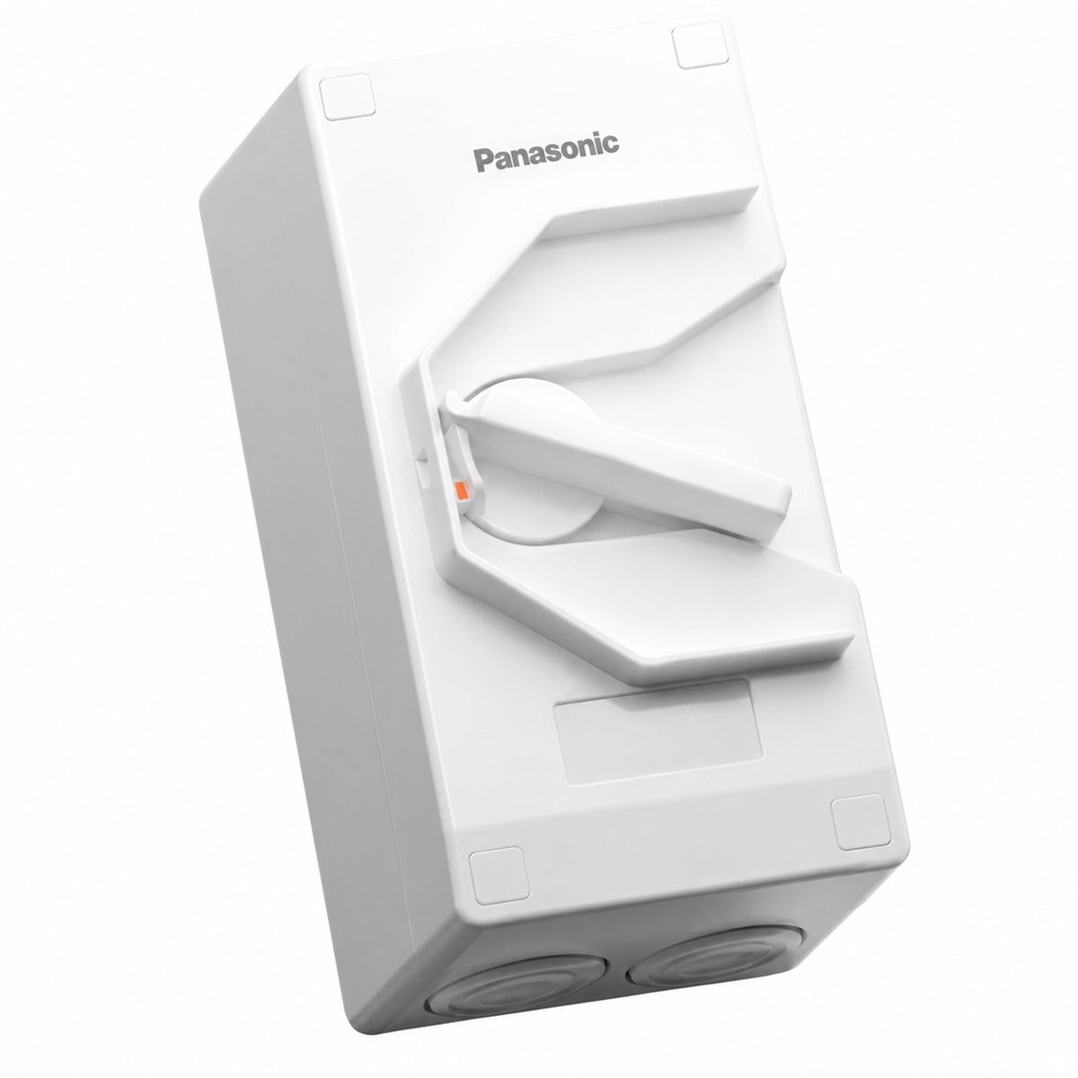 Cầu dao cách ly kín nước PCE Panasonic trên nền trắng, ảnh sản phẩm chính diện