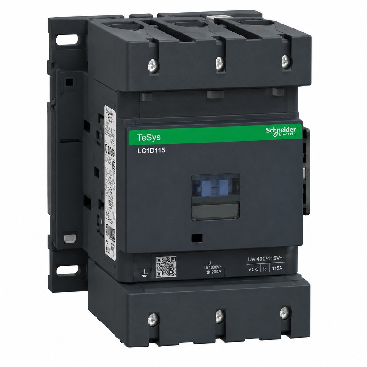 Khởi động từ TeSys LC1D Schneider trên nền trắng, ảnh sản phẩm chính diện