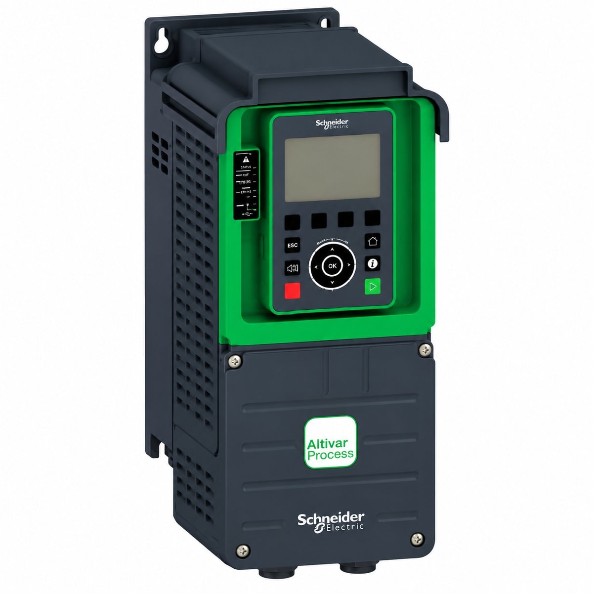 Biến tần Altivar Process ATV600 Schneider trên nền trắng, ảnh sản phẩm chính diện