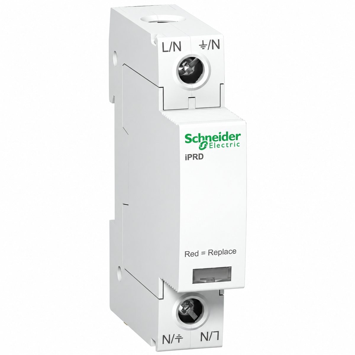 Chống sét lan truyền Acti9 iPRD Type 2 kéo rút Schneider trên nền trắng, ảnh sản phẩm chính diện